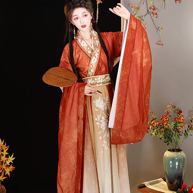 Women-Qiyao-Hanfu-Dress-Wei-Jin-Large-Sleeve-Fairy-Costume-2 Women Qiyao Hanfu Dress Wei Jin Large Sleeve Fairy Costume