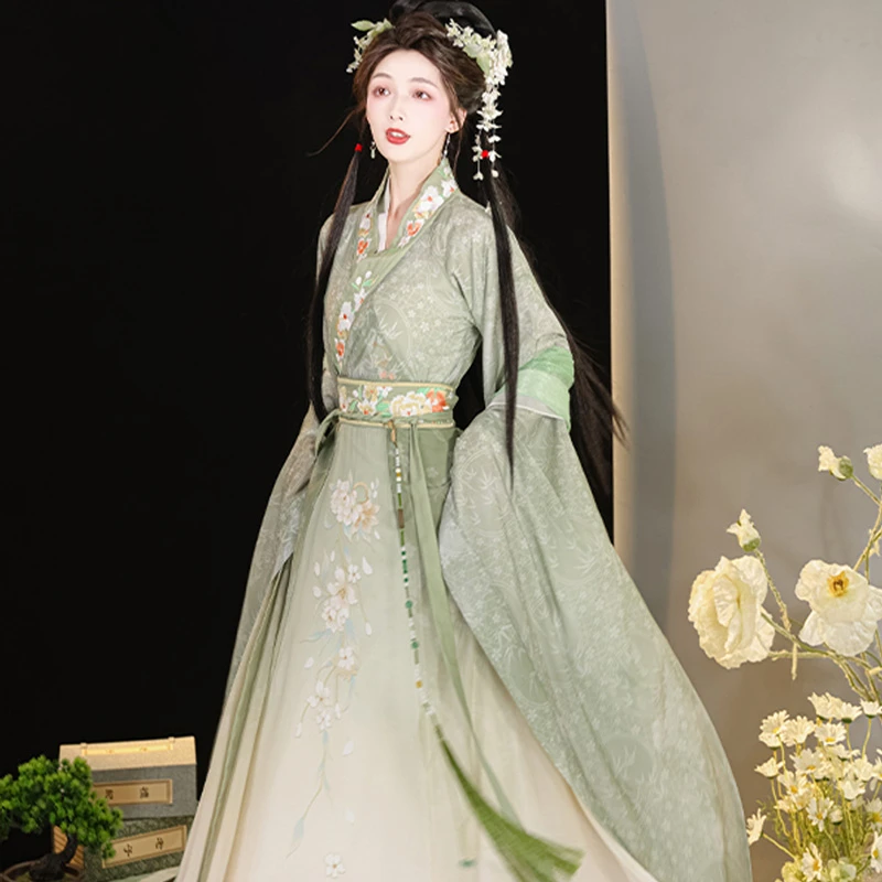 Women-Qiyao-Hanfu-Dress-Wei-Jin-Large-Sleeve-Fairy-Costume-3 Women Qiyao Hanfu Dress Wei Jin Large Sleeve Fairy Costume