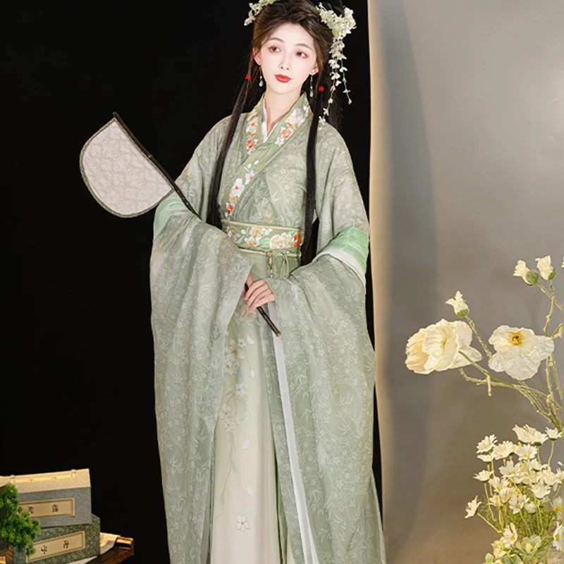 Women-Qiyao-Hanfu-Dress-Wei-Jin-Large-Sleeve-Fairy-Costume-4 Women Qiyao Hanfu Dress Wei Jin Large Sleeve Fairy Costume