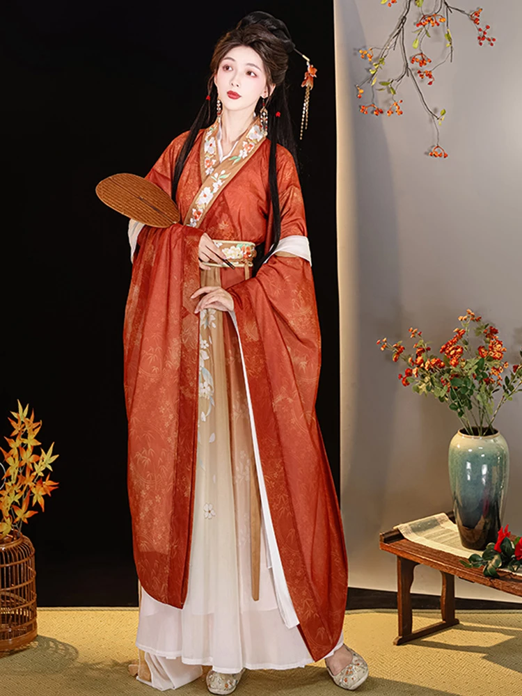 Women Qiyao Hanfu Dress Wei Jin Large Sleeve Fairy Costume