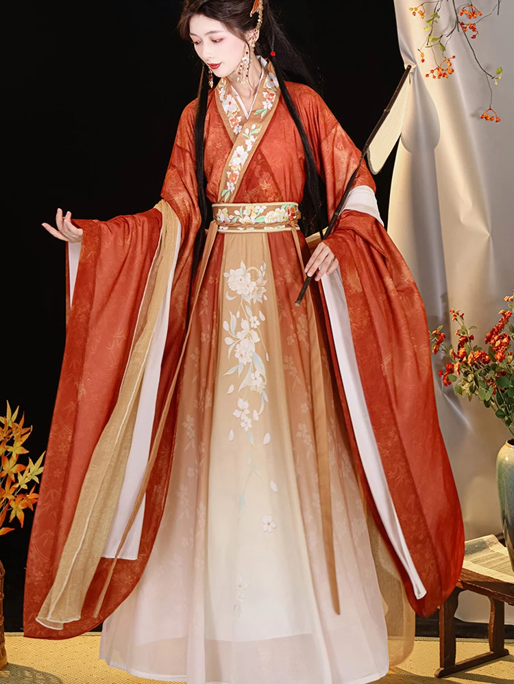 Women Qiyao Hanfu Dress Wei Jin Large Sleeve Fairy Costume