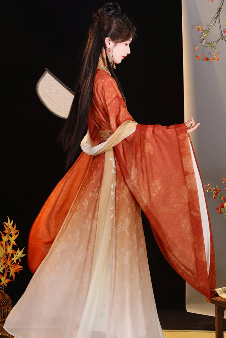 Women Qiyao Hanfu Dress Wei Jin Large Sleeve Fairy Costume
