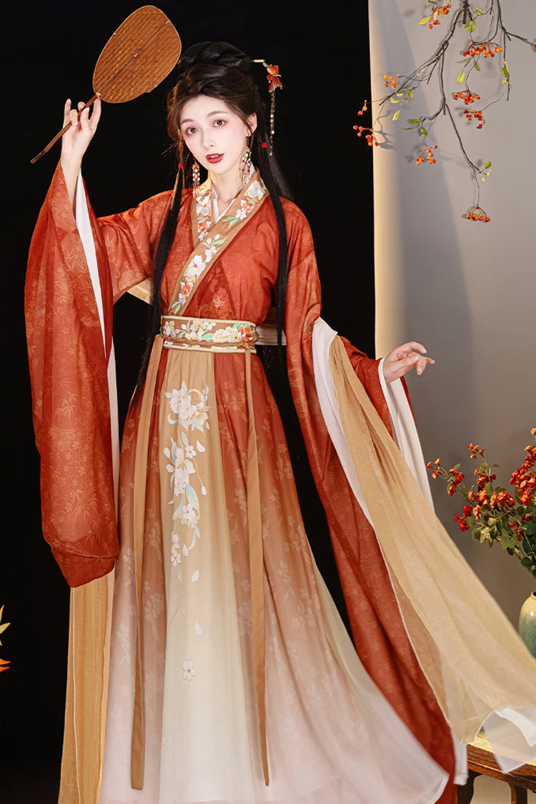 Women Qiyao Hanfu Dress Wei Jin Large Sleeve Fairy Costume