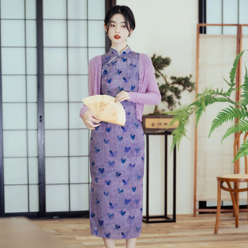leisure-time-purple-cheongsam-modern-qipao-02 leisure time purple cheongsam modern qipao
