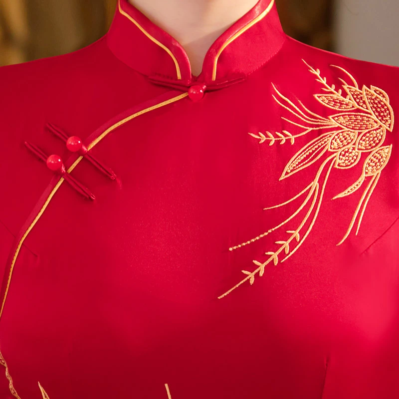 long-cheongsam-red-wedding-qipao-04 long cheongsam red wedding qipao dress