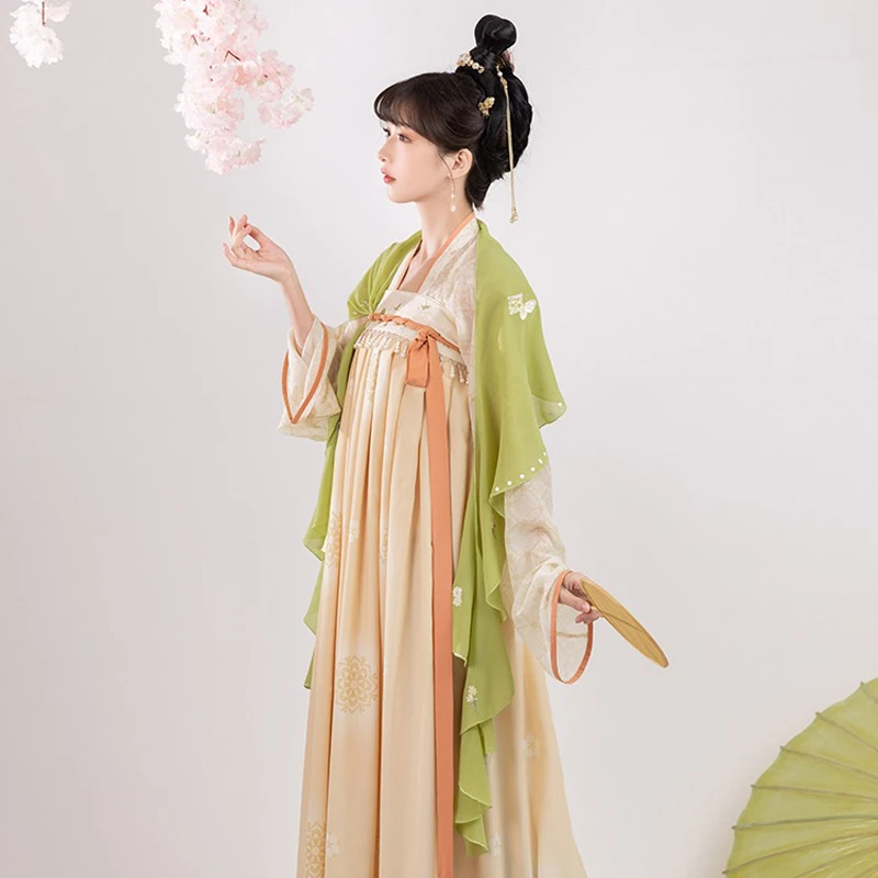 Spring-Women-Tang-Dynasty-Hanfu-Qixiong-Shanqun-Elegant-Butterfly-Dresses-3 Spring Women Tang Dynasty Hanfu Qixiong Shanqun Elegant Butterfly Dresses