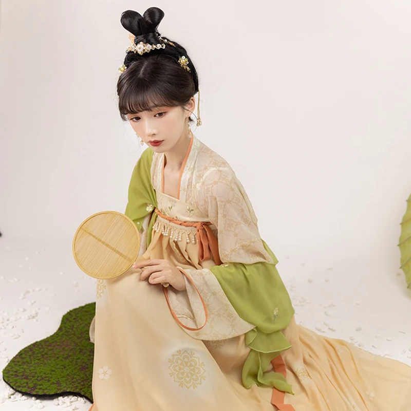 Spring-Women-Tang-Dynasty-Hanfu-Qixiong-Shanqun-Elegant-Butterfly-Dresses-4 Spring Women Tang Dynasty Hanfu Qixiong Shanqun Elegant Butterfly Dresses