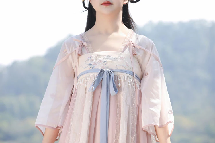 river fairy pink summer hanfu dress