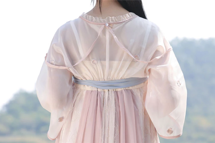 river fairy pink summer hanfu dress