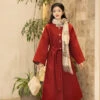 Red-Winter-Coat-Women's-Ming-Dynasty-New-Year-Hanfu-3 Red Winter Coat Women's Ming Dynasty New Year Hanfu