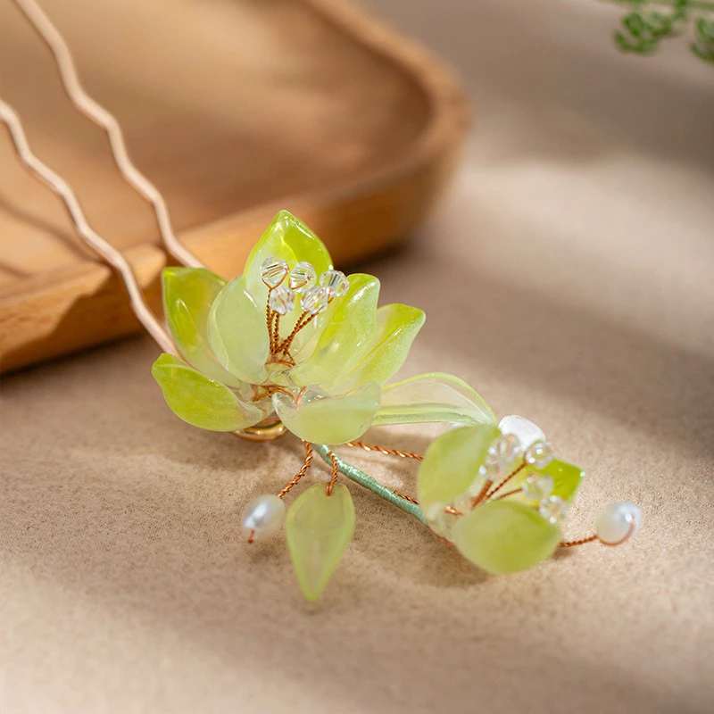 Green-Hairpin-Vintage-Style-Ladies-Hanfu-Hair-Accessories-Small-U-shaped-Headpin-2 Green Hairpin Vintage Style Ladies Hanfu Hair Accessories Small U-shaped Headpin