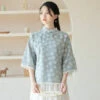 begonia-flower-blue-qipao-shirt-02 begonia flower blue qipao shirt cheongsam