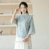 begonia-flower-blue-qipao-shirt-03 begonia flower blue qipao shirt cheongsam