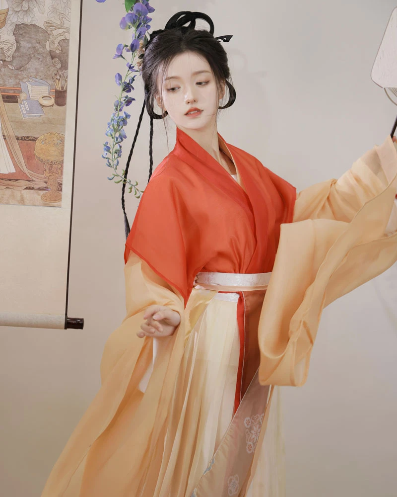 court dancer chiffon hanfu dress