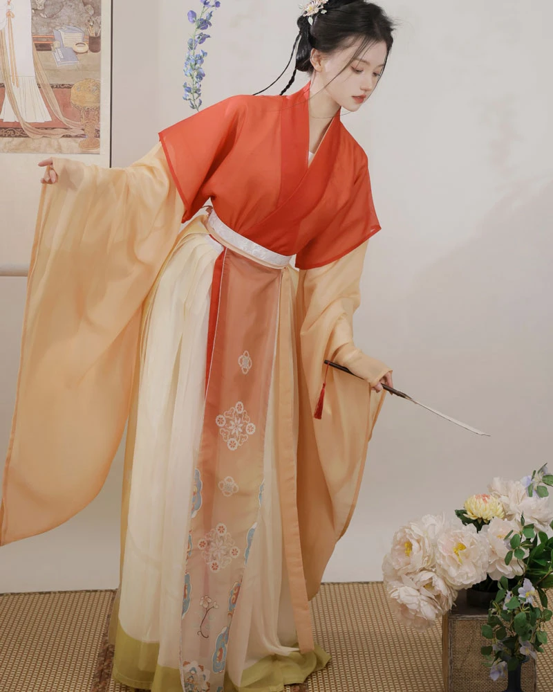court dancer chiffon hanfu dress