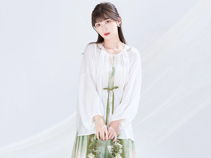 green butterfly casual hanfu dress