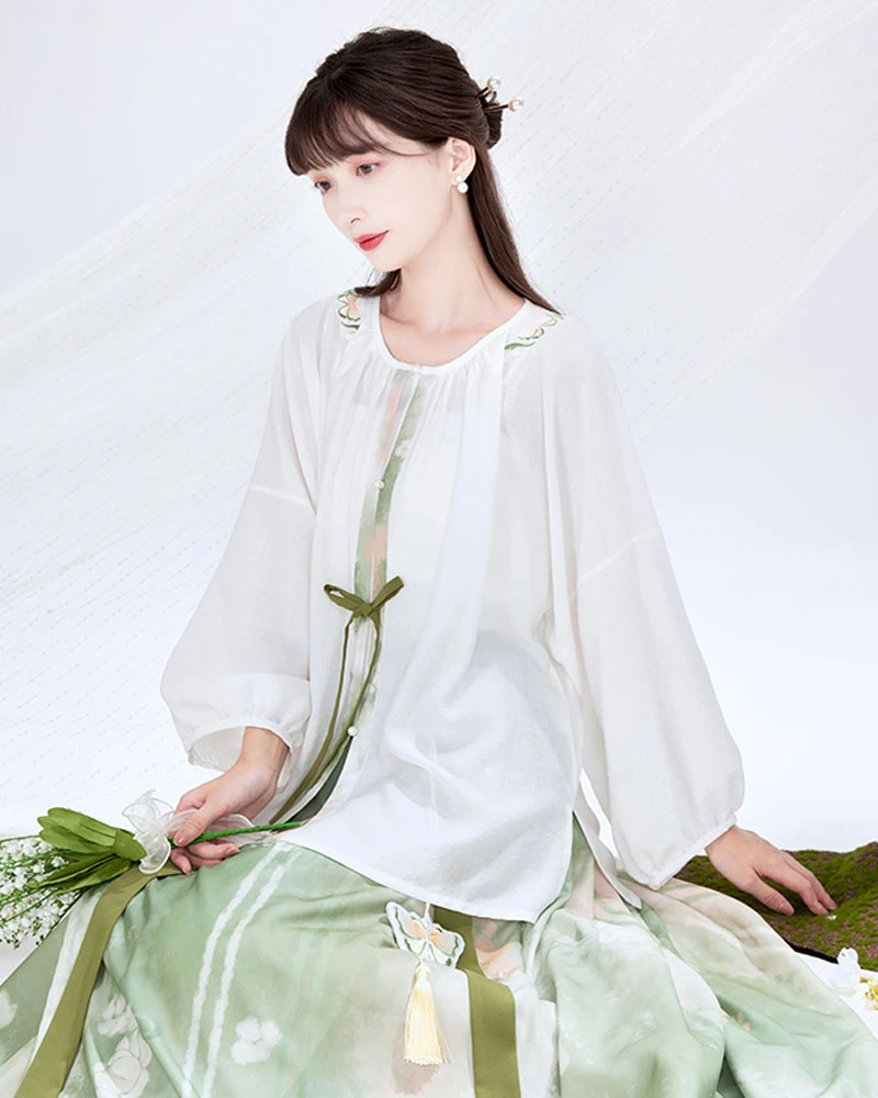 green butterfly casual hanfu dress