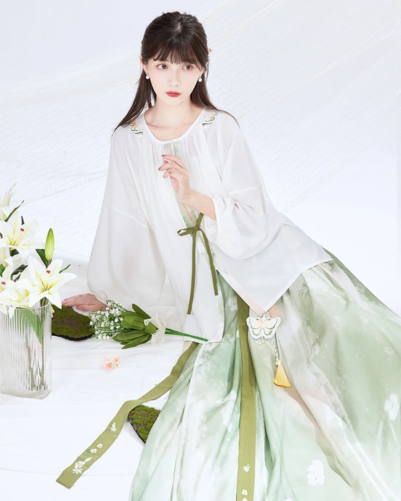 green butterfly casual hanfu dress