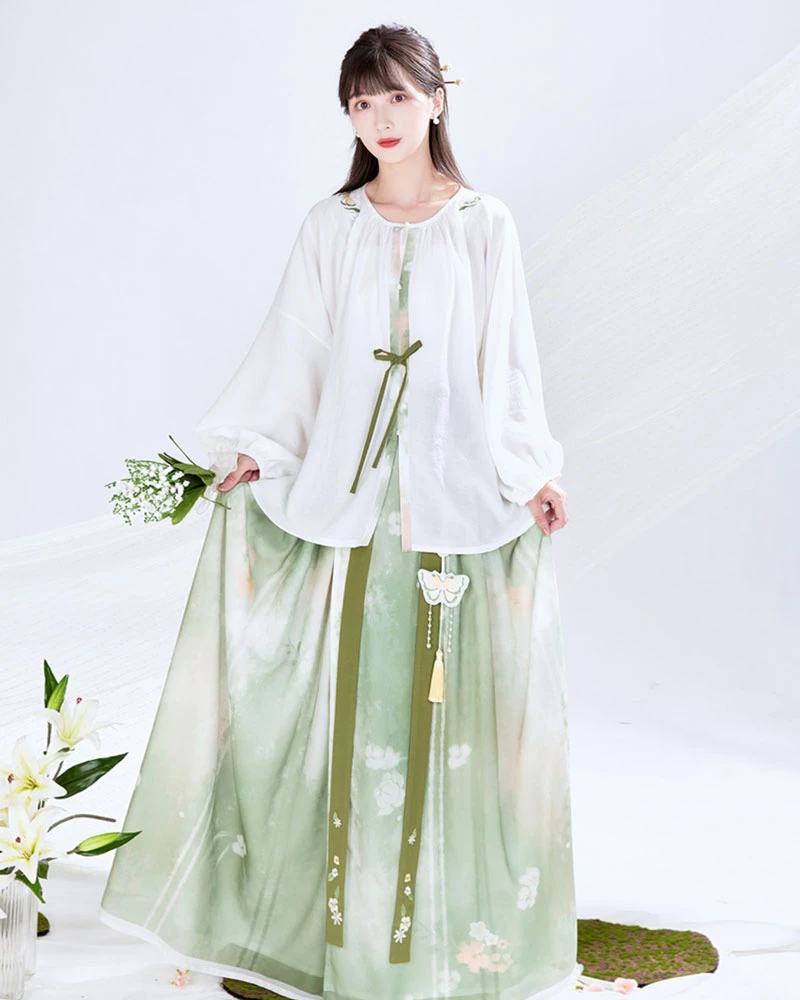 green butterfly casual hanfu dress
