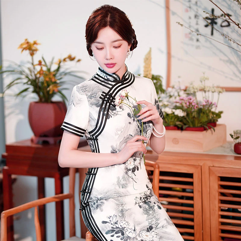 meet-village-white-black-cheongsam-qipao-03 meet village white black cheongsam qipao
