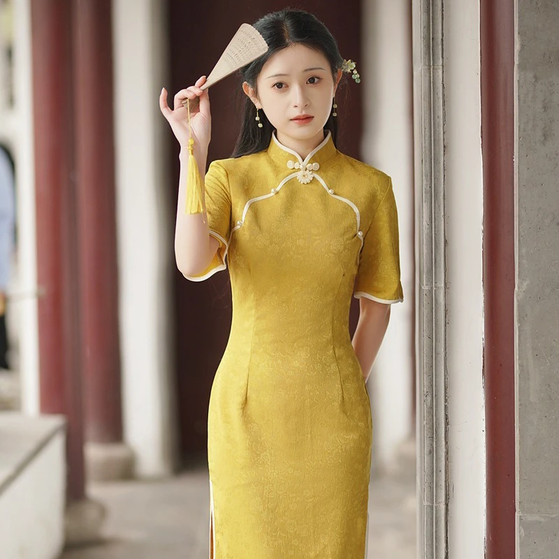Fashion-Cheongsam-Gentle-Lady-Improved-Chinese-Qipao-2 Fashion Cheongsam Gentle Lady Improved Chinese Qipao