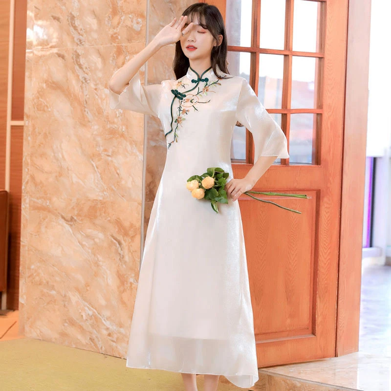 Shining-Sunflower-qipao-cheongsam-02 Shining-Sunflower qipao cheongsam dress