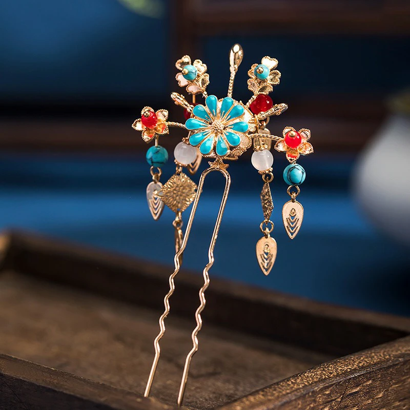 Hanfu-Hairpin-Dunhuang-Style-Hair-Ornament-Ming-Dynasty-Accessories-1 New Fashion Women Modern Hanfu Ink Mamian Skirt for Spring