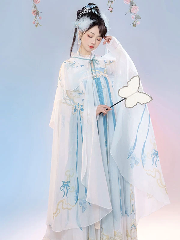 colorful hooded hanfu cloak