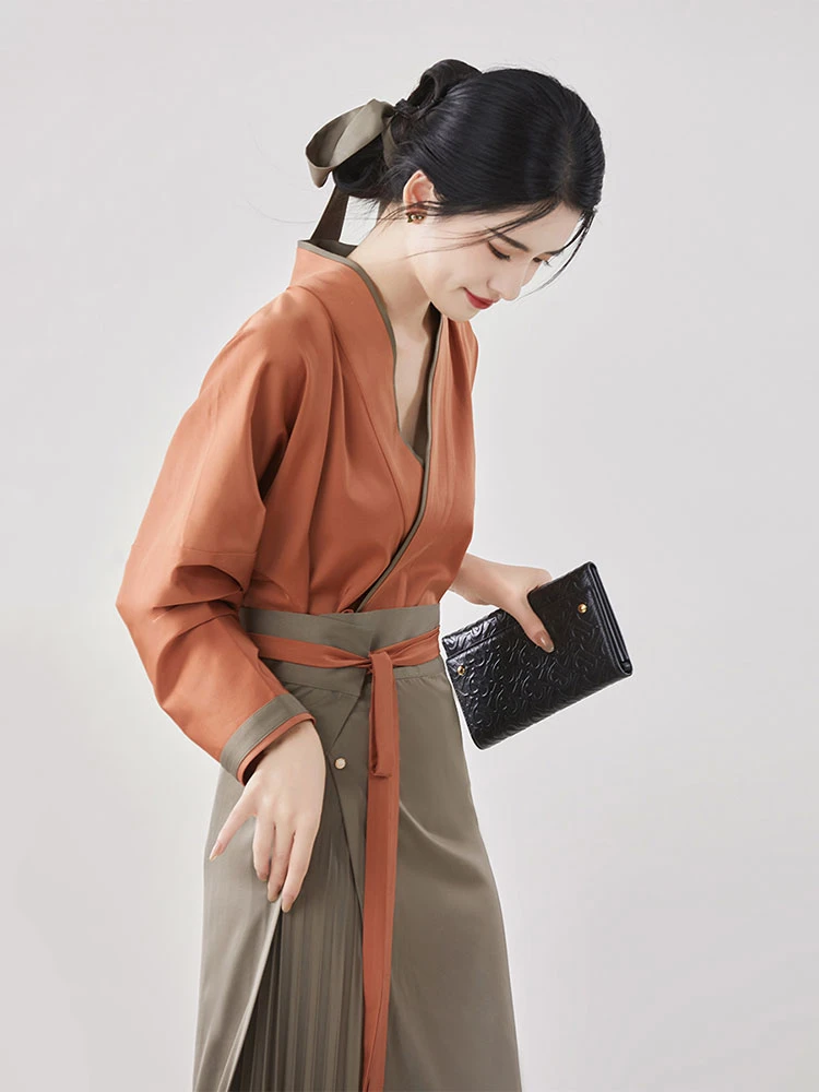 tea aroma fashion orange gray hanfu
