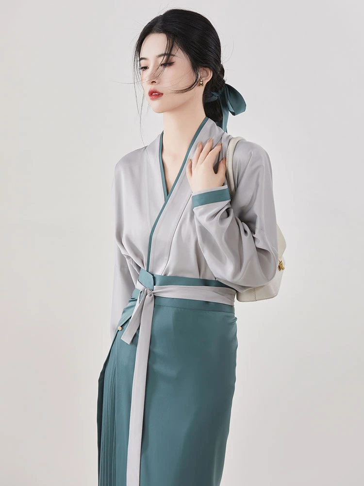 tea aroma fashion orange gray hanfu