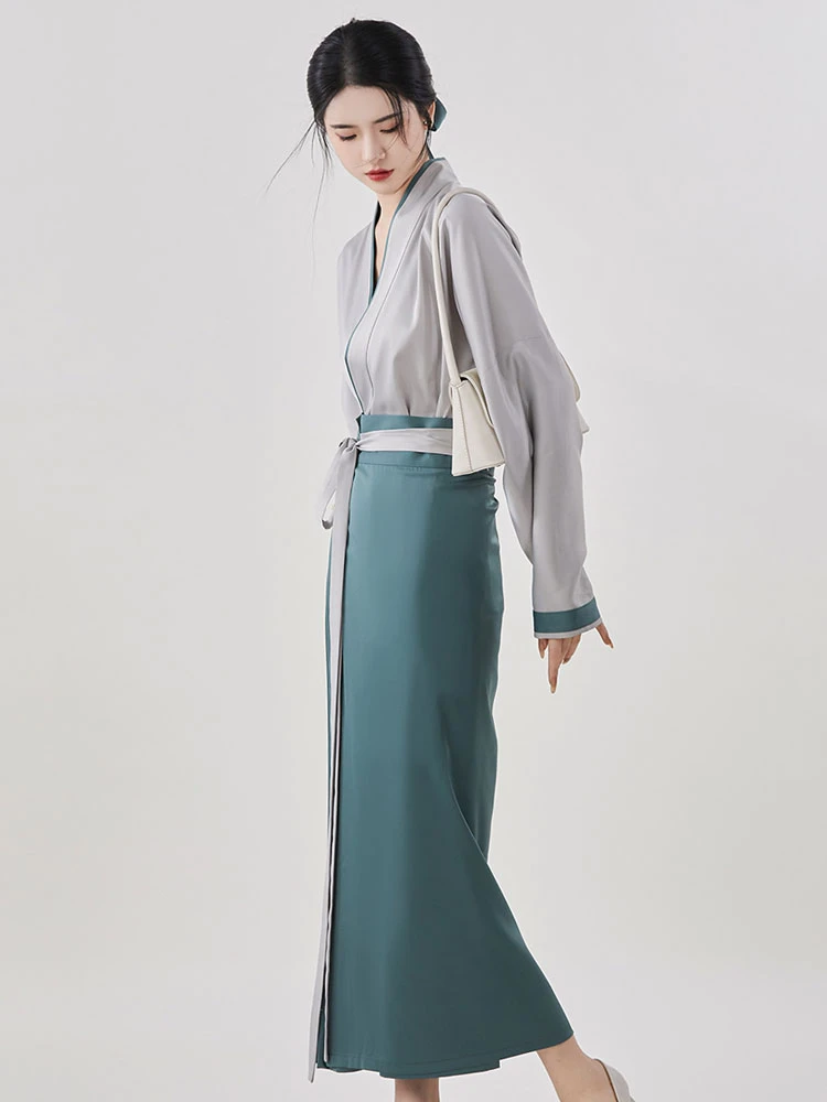 tea aroma fashion orange gray hanfu