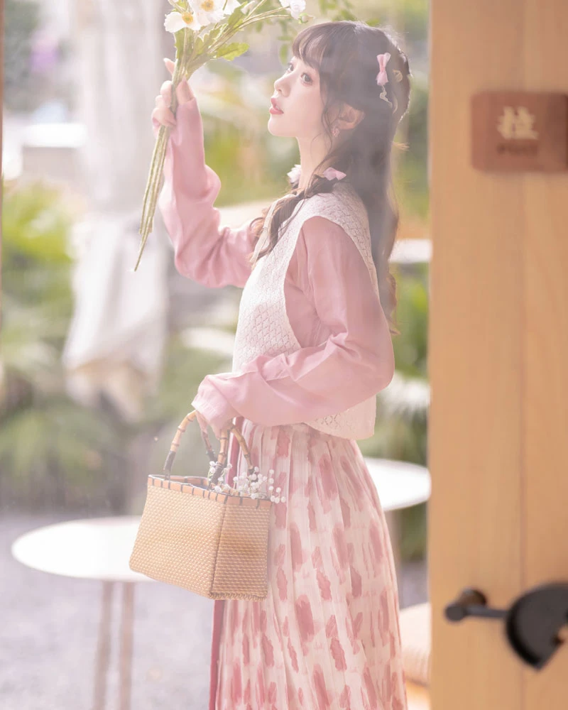 berry cream casual pink hanfu