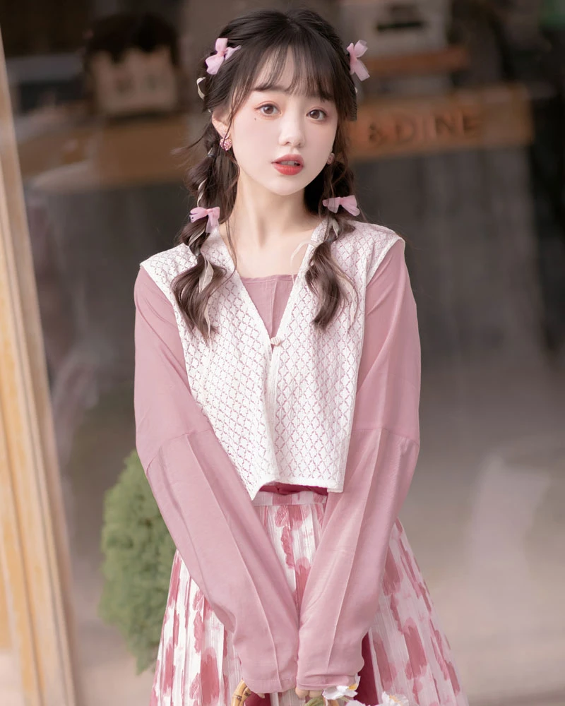 berry cream casual pink hanfu