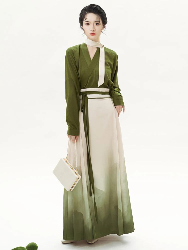 matcha mamian green modern hanfu dress