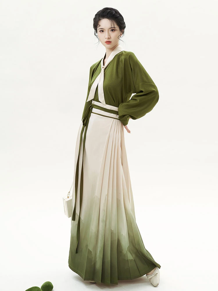 matcha mamian green modern hanfu dress