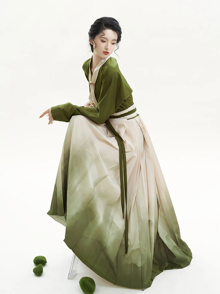 matcha mamian green modern hanfu dress
