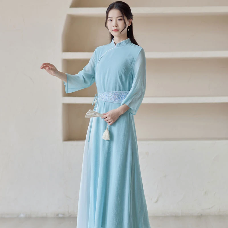 blue-camellia-modern-qipao-dress-03 blue camellia modern qipao dress cheongsam