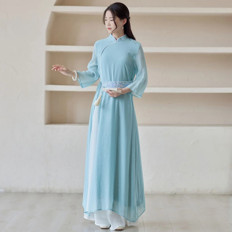 blue-camellia-modern-qipao-dress-04 blue camellia modern qipao dress cheongsam