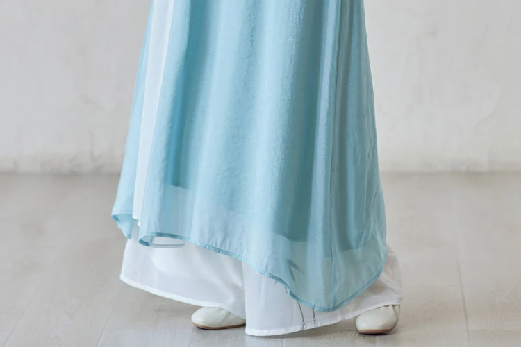 blue camellia modern qipao dress cheongsam