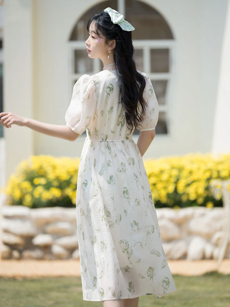 rose qipao short cheongsam summer dress