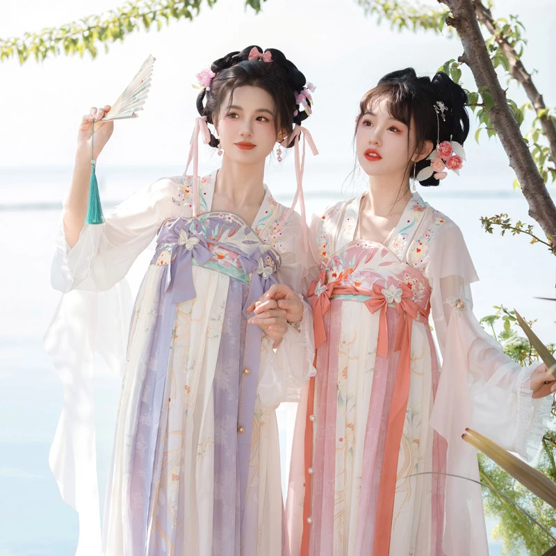Fairy-Butterfly-Pink-Purple-Qixiong-Hanfu-Dress-for-Spring-1 Fairy Butterfly Pink Purple Qixiong Hanfu Dress for Spring