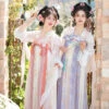 Fairy-Butterfly-Pink-Purple-Qixiong-Hanfu-Dress-for-Spring-2 Fairy Butterfly Pink Purple Qixiong Hanfu Dress for Spring