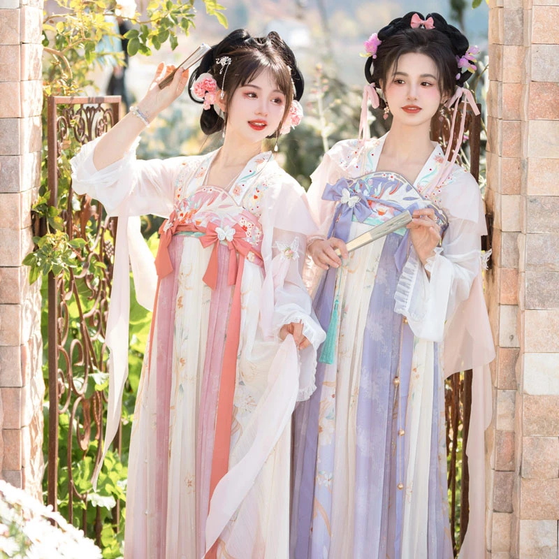 Fairy-Butterfly-Pink-Purple-Qixiong-Hanfu-Dress-for-Spring-2 Fairy Butterfly Pink Purple Qixiong Hanfu Dress for Spring