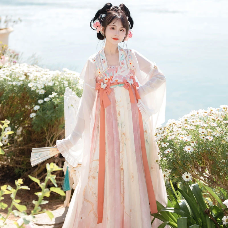 Fairy-Butterfly-Pink-Purple-Qixiong-Hanfu-Dress-for-Spring-3 Fairy Butterfly Pink Purple Qixiong Hanfu Dress for Spring