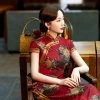 New-Cheongsam-Ladies-Slim-Long-Red-Banquet-Dress-Short-Sleeve-3 New Cheongsam Ladies Slim Long Red Banquet Dress Short Sleeve