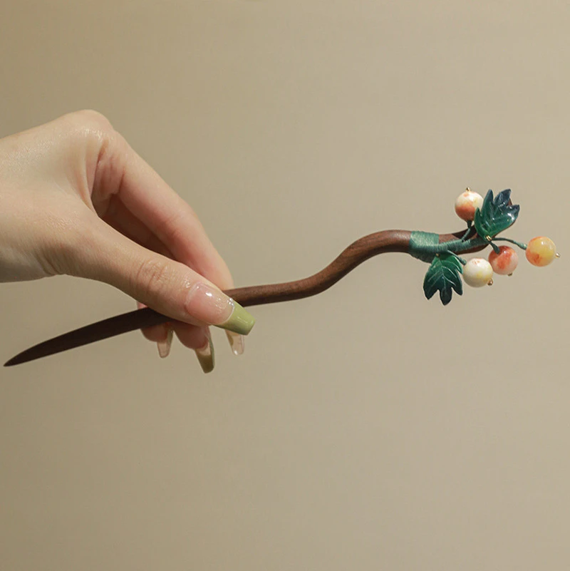 Vintage-Hanfu-Wooden-Hairpin-Handmade-Cheongsam-Hair-Decoration-1 Wood Coral