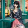Women-Modern-Black-Hanfu-Short-Dress-for-Summer-2 Women Modern Black Hanfu Short Dress for Summer