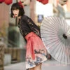 Women-Modern-Black-Hanfu-Short-Dress-for-Summer-4 Women Modern Black Hanfu Short Dress for Summer