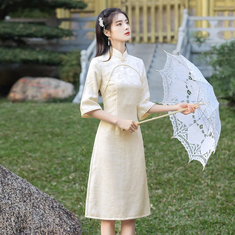 cream-qipao-modern-cheongsam-dress-02 cream qipao modern cheongsam dress