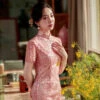 pink-petal-wedding-cheongsam-summer-dress-02 pink petal wedding cheongsam summer dress